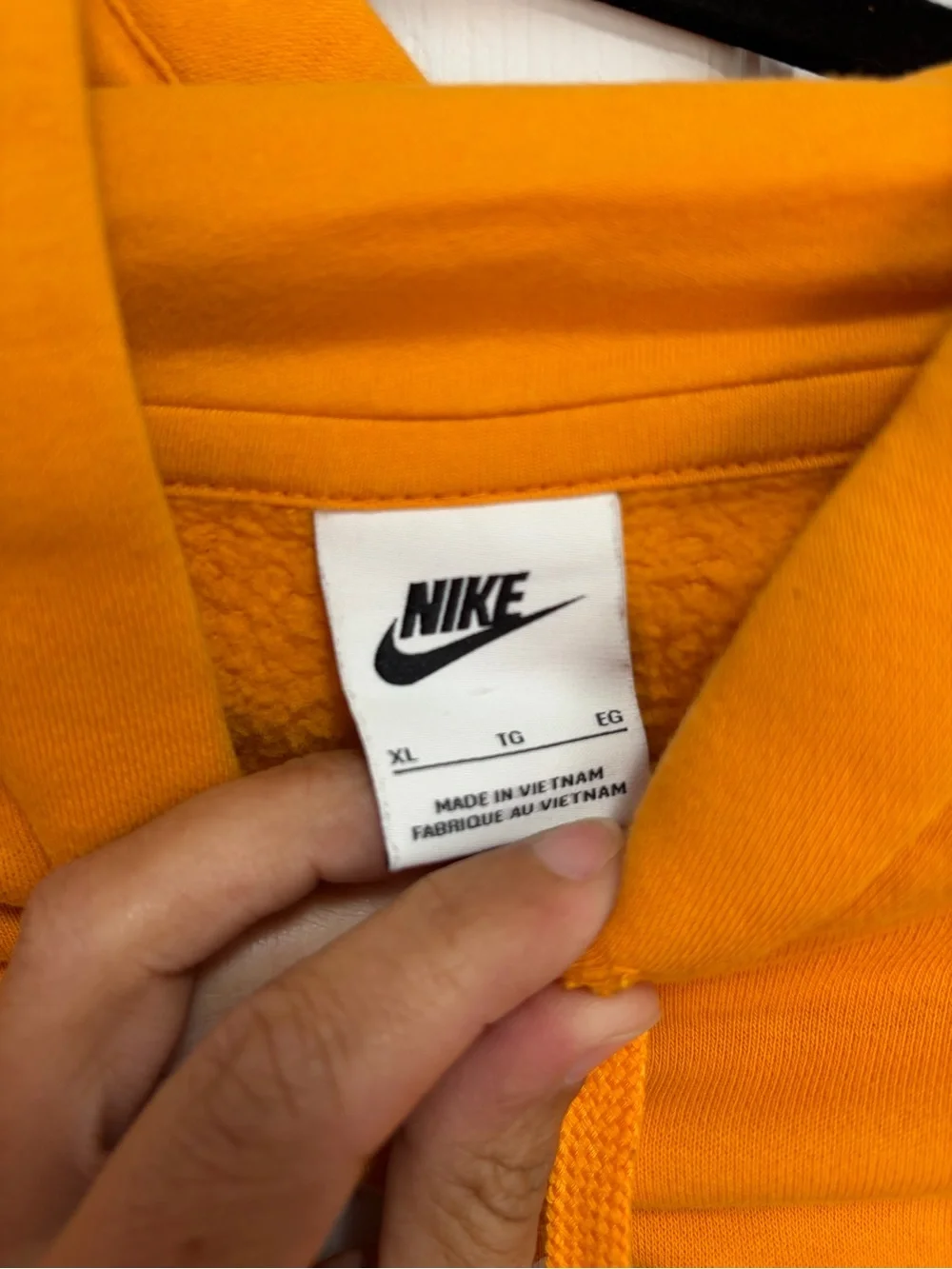 Nike Air Orange Pullover Sweatshirt Hoodie White Logo Mens XL used